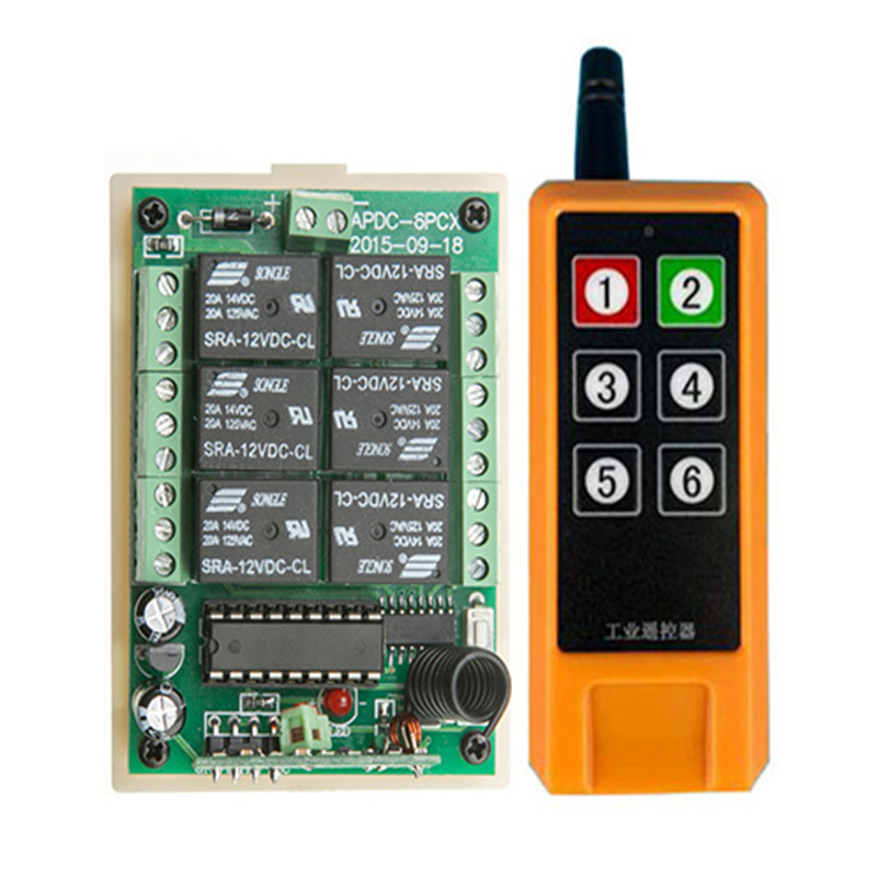 2000m DC12V 24V 6CH Saklar Lam - Radio Transmitter 6Ch ulasan dan harga